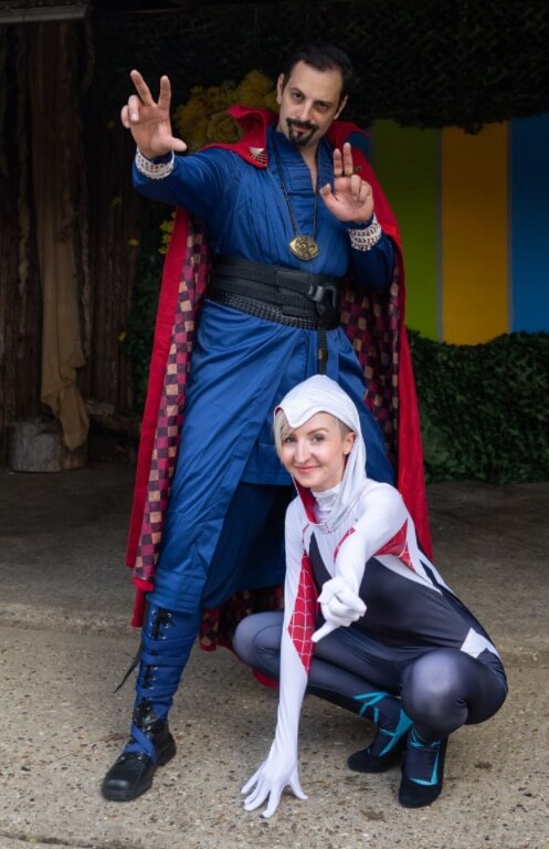 Dr Strange and Spider Gwen superheroes