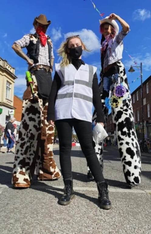 stilt walking cowboys